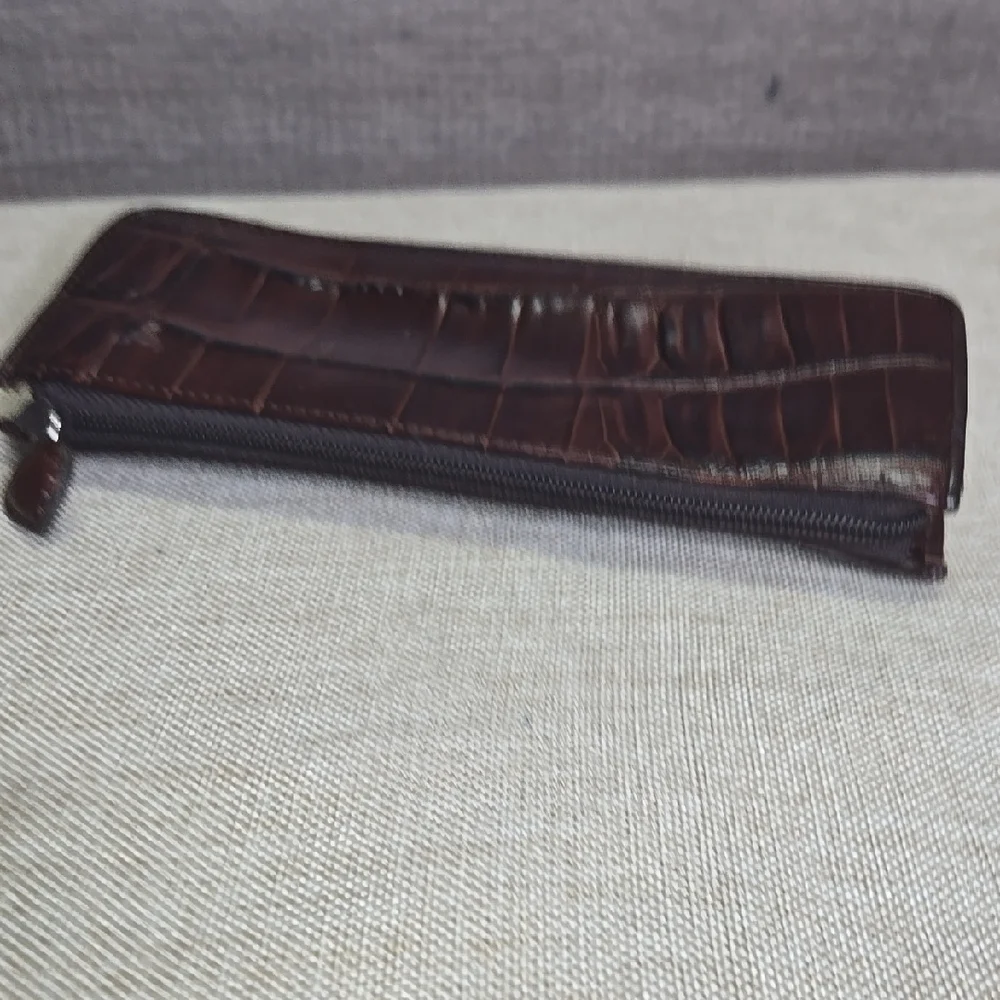 Brighton Brown Croc Embossed Leather Jewelry Case